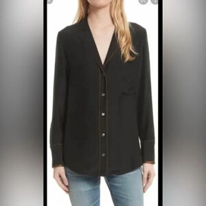 Frame Black Silk Button Down Size Small